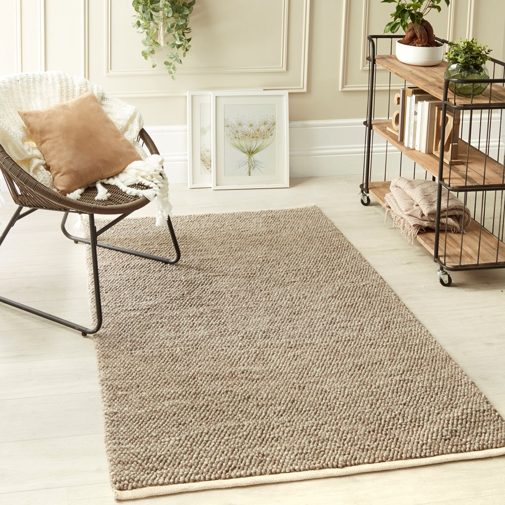 La Playa Woven Wool Rugs in Rustic Beige